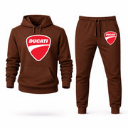 Men's Ducati Hoodie Joggers Set - Brown digital placement mockup