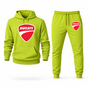 Men's Ducati Hoodie Joggers Set - Lime Green digital placement mockup