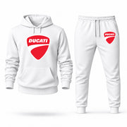 Men's Ducati Hoodie Joggers Set - White digital placement mockup