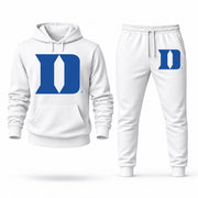 Men's Duke Hoodie Joggers Set - White digital placement mockup