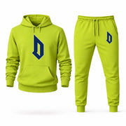Men's Duquesne Hoodie Joggers Set - Lime Green digital placement mockup
