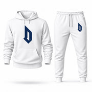 Men's Duquesne Hoodie Joggers Set - White digital placement mockup
