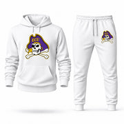 Men's East Carolina Hoodie Joggers Set - White digital placement mockup
