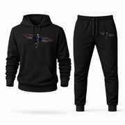 Men's Falcon Hoodie Joggers Set - Black digital placement mockup