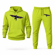 Men's Falcon Hoodie Joggers Set - Lime Green digital placement mockup
