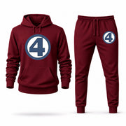 Men's Fantastic Four Hoodie Joggers Set - Burgundy digital placement mockup