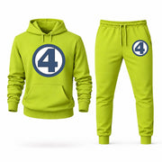 Men's Fantastic Four Hoodie Joggers Set - Lime Green digital placement mockup