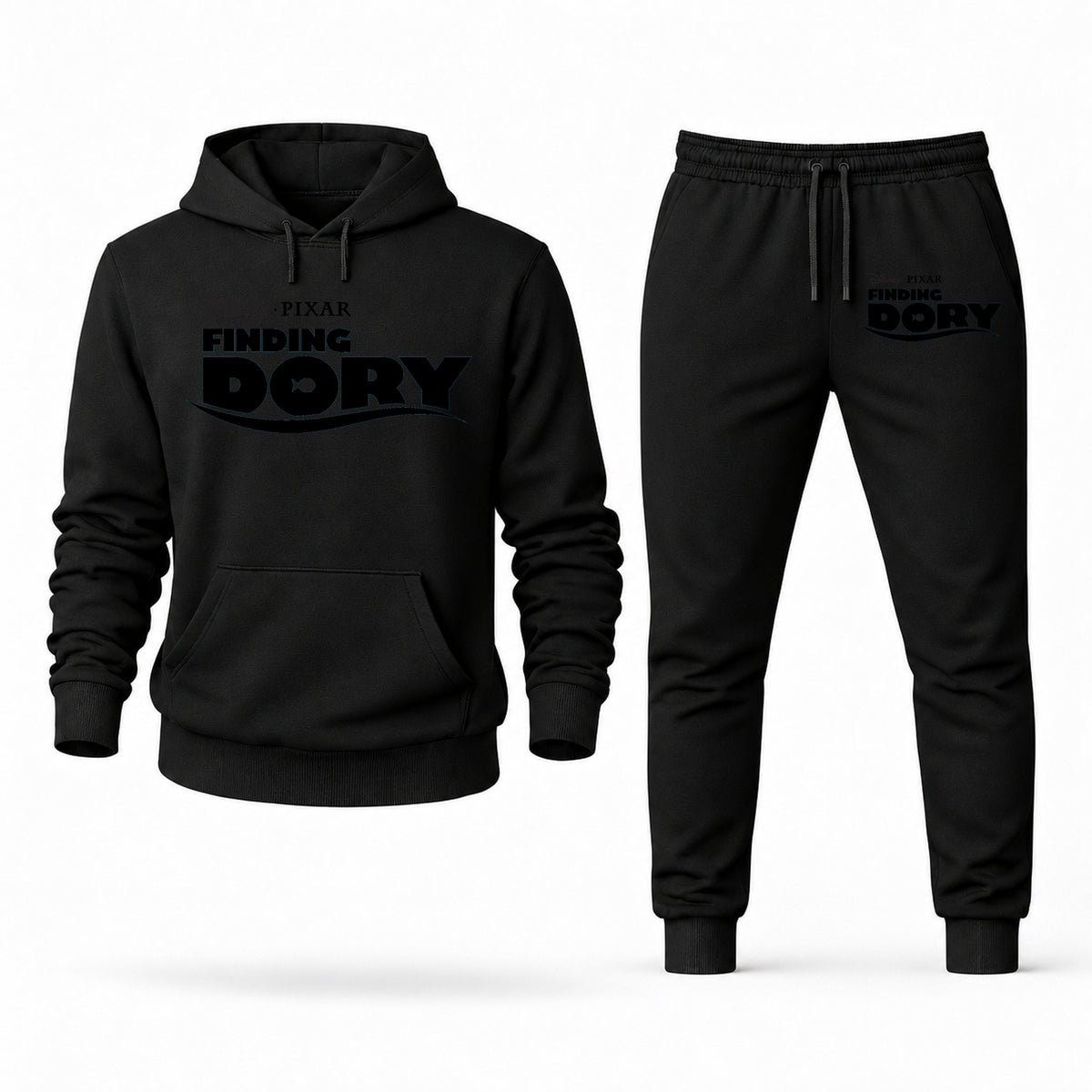 Men's Finding Dory Hoodie Joggers Set - Black digital placement mockup