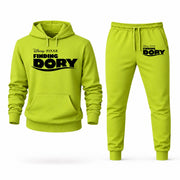 Men's Finding Dory Hoodie Joggers Set - Lime Green digital placement mockup