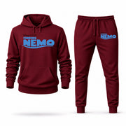 Men's Finding Nemo Hoodie Joggers Set - Burgundy digital placement mockup