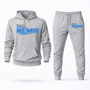 Men's Finding Nemo Hoodie Joggers Set - Grey digital placement mockup
