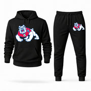 Men's Fresno State Hoodie Joggers Set - Black digital placement mockup
