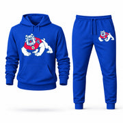 Men's Fresno State Hoodie Joggers Set - Blue digital placement mockup