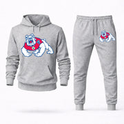 Men's Fresno State Hoodie Joggers Set - Grey digital placement mockup