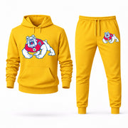 Men's Fresno State Hoodie Joggers Set - Yellow digital placement mockup