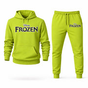 Men's Frozen Hoodie Joggers Set - Lime Green digital placement mockup