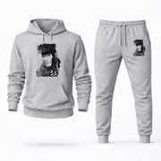 Men's Gambit Hoodie Joggers Set - Grey digital placement mockup