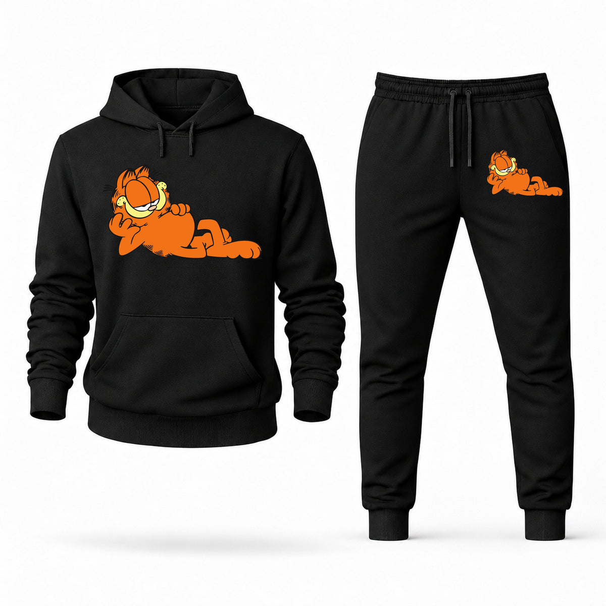 Men's Garfield Hoodie Joggers Set - Black digital placement mockup