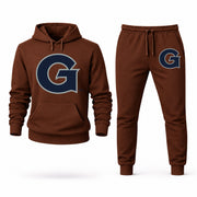 Men's Georgetown Hoodie Joggers Set - Brown digital placement mockup