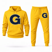 Men's Georgetown Hoodie Joggers Set - Yellow digital placement mockup