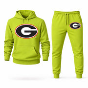 Men's Georgia Hoodie Joggers Set - Lime Green digital placement mockup