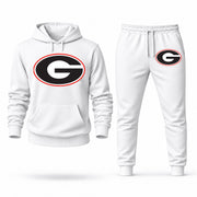 Men's Georgia Hoodie Joggers Set - White digital placement mockup