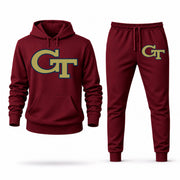 Men's Georgia Tech Hoodie Joggers Set - Burgundy digital placement mockup