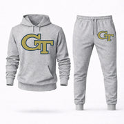 Men's Georgia Tech Hoodie Joggers Set - Grey digital placement mockup