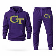 Men's Georgia Tech Hoodie Joggers Set - Purple digital placement mockup