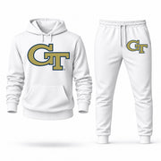 Men's Georgia Tech Hoodie Joggers Set - White digital placement mockup