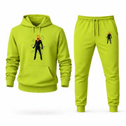 Men's Ghost Rider Hoodie Joggers Set - Lime Green digital placement mockup