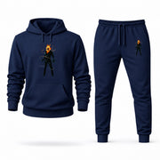 Men's Ghost Rider Hoodie Joggers Set - Navy digital placement mockup