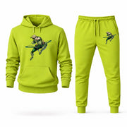 Men's Green Arrow Hoodie Joggers Set - Lime Green digital placement mockup