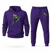 Men's Green Arrow Hoodie Joggers Set - Purple digital placement mockup