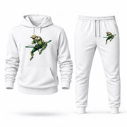 Men's Green Arrow Hoodie Joggers Set - White digital placement mockup