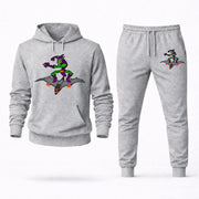 Men's Green Goblin Hoodie Joggers Set - Grey digital placement mockup