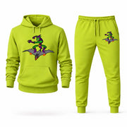 Men's Green Goblin Hoodie Joggers Set - Lime Green digital placement mockup
