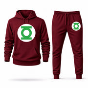 Men's Green Lantern Hoodie Joggers Set - Burgundy digital placement mockup