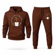 Men's Groot Hoodie Joggers Set - Brown digital placement mockup