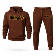 Men's Haikyu Hoodie Joggers Set - Brown digital placement mockup