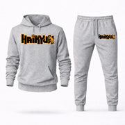 Men's Haikyu Hoodie Joggers Set - Grey digital placement mockup