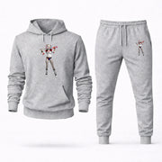 Men's Harley Quinn Hoodie Joggers Set - Grey digital placement mockup