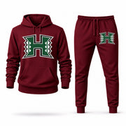 Men's Hawai'i Hoodie Joggers Set - Burgundy digital placement mockup