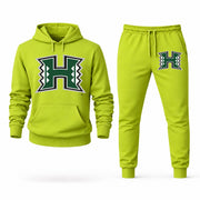 Men's Hawai'i Hoodie Joggers Set - Lime Green digital placement mockup