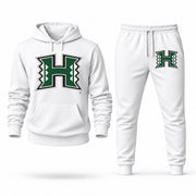Men's Hawai'i Hoodie Joggers Set - White digital placement mockup