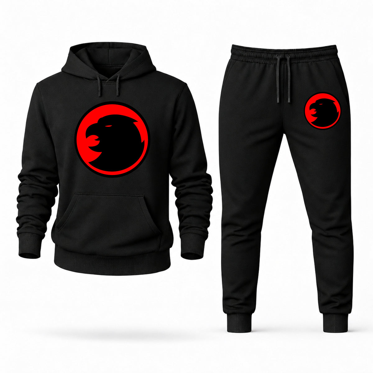 Men's Hawkgirl Hoodie Joggers Set - Black digital placement mockup