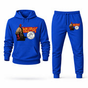 Men's Hellboy Hoodie Joggers Set - Blue digital placement mockup