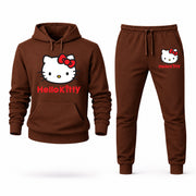 Men's Hello Kitty Hoodie Joggers Set - Brown digital placement mockup