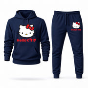 Men's Hello Kitty Hoodie Joggers Set - Navy digital placement mockup