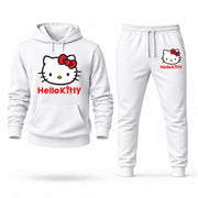 Men's Hello Kitty Hoodie Joggers Set - White digital placement mockup